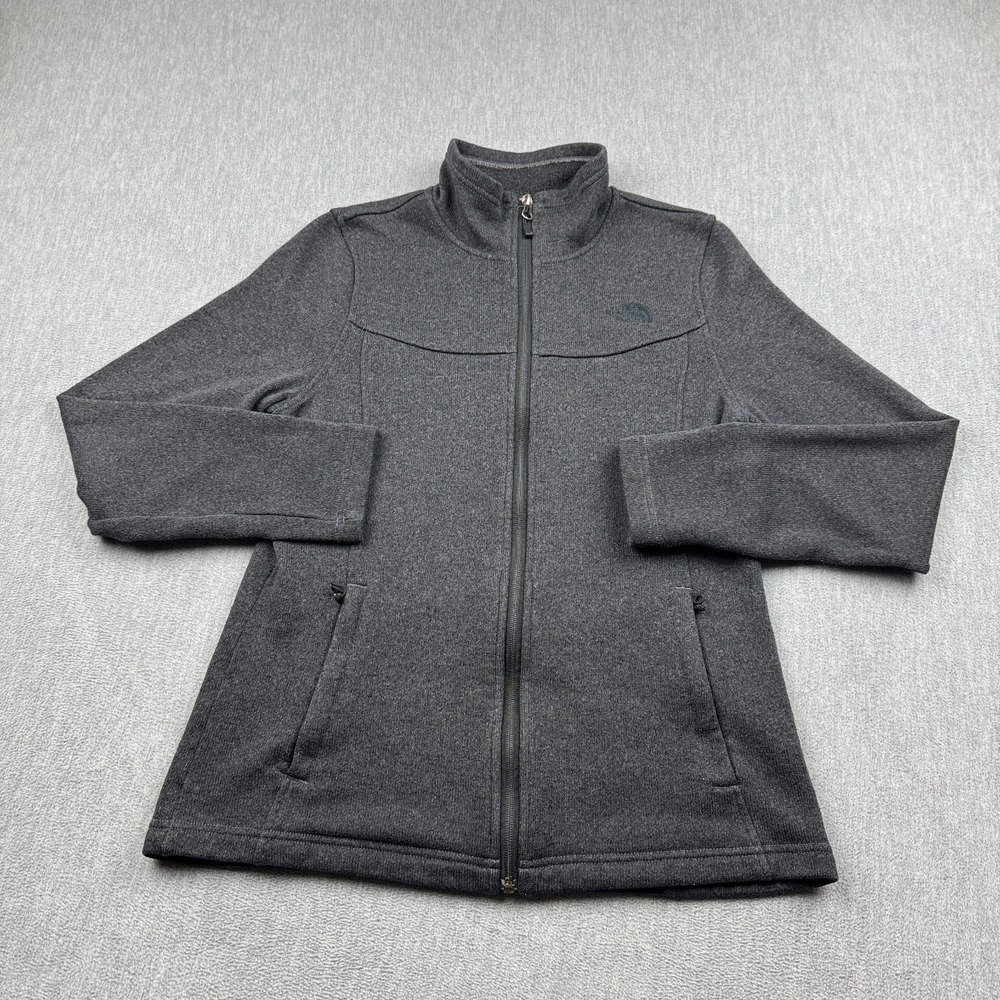 The North Face Sweater Womens Large Gray Fleece Full Zip Pockets Long Sleeve Top
